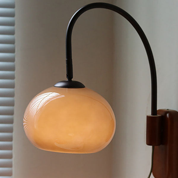 Minimalist European Glass and Solid Wood 1-Light Wall Sconce