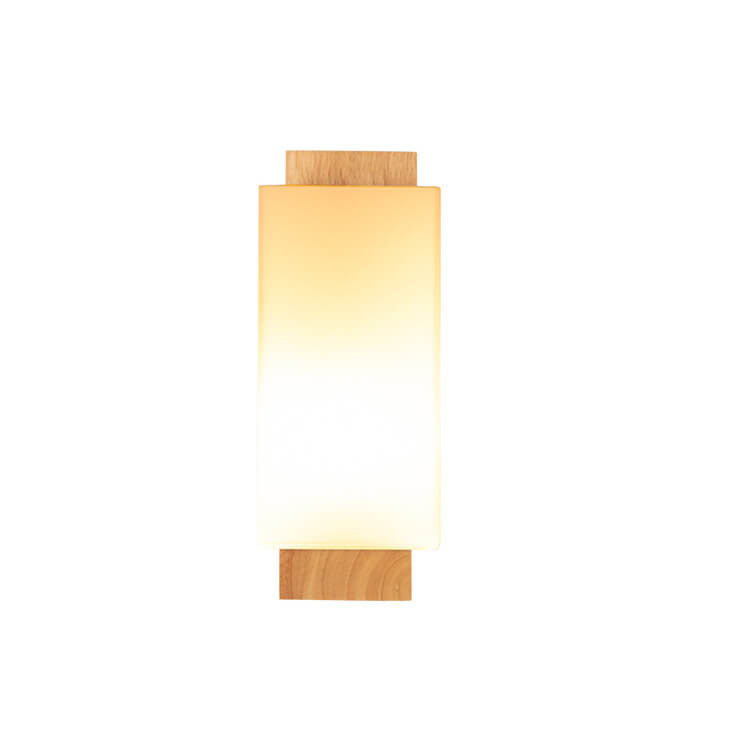 Contemporary Minimalist Solid Wood Square Glass Column Wall Sconce Lamp with 1 Light