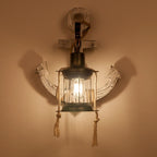 Rustic Industrial Wooden Wall Sconce Lamp with Vintage Boat Anchor Design - 1-Light