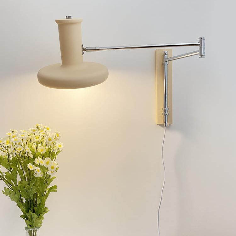 Beige Minimalist Nordic Swing Arm Wall Sconce Lamp - 1 Light