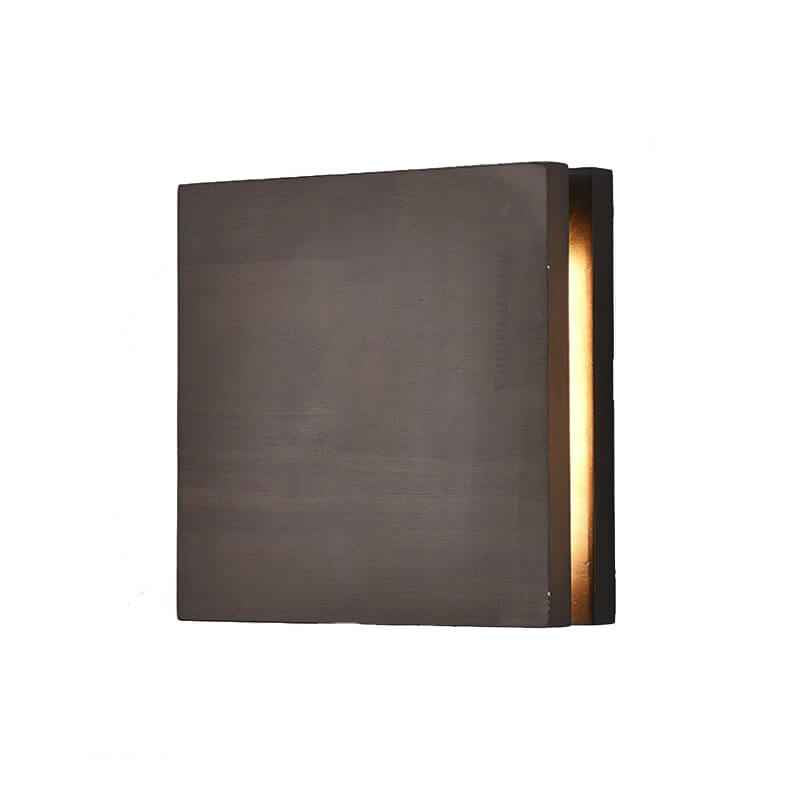 Rectangular LED Wall Sconce Lamp in Japanese Wabi-Sabi Log Wood Design