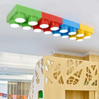 Modern Square Iron LED Flush Mount Ceiling Light for Bedroom - Creative Building Block Design