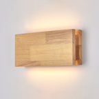 Rectangular LED Wall Sconce Lamp in Japanese Wabi-Sabi Log Wood Design