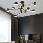 Contemporary Minimalist Black and Gold Semi-Flush Mount Light with 4-8 Bulb Capacity