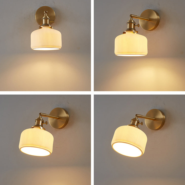 Contemporary Minimalist Striped Ceramic Wall Sconce Lamp with 1 Light