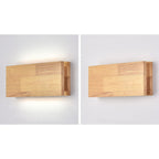Rectangular LED Wall Sconce Lamp in Japanese Wabi-Sabi Log Wood Design
