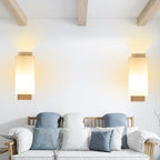 Contemporary Minimalist Solid Wood Square Glass Column Wall Sconce Lamp with 1 Light