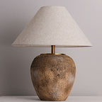 Contemporary Shabby Chic Cone-Shaped Fabric and Ceramic 1-Light Table Lamp for Bedroom