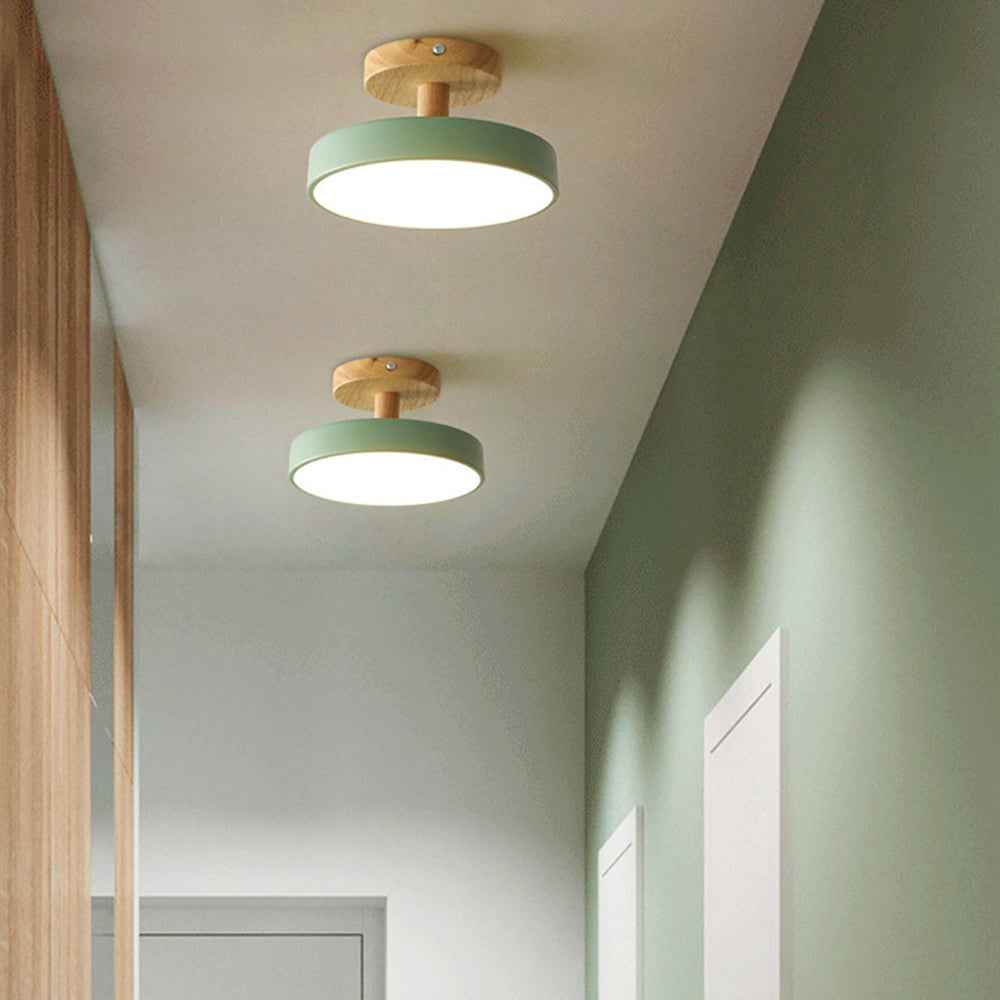 Bela LED Plafondlamp | Hout, Compact Ontwerp 18cm