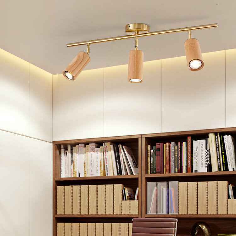 Nordic Minimalist Walnut Wood Linear Track LED Ceiling Light - Available in 1, 2, 3, or 4 Lights