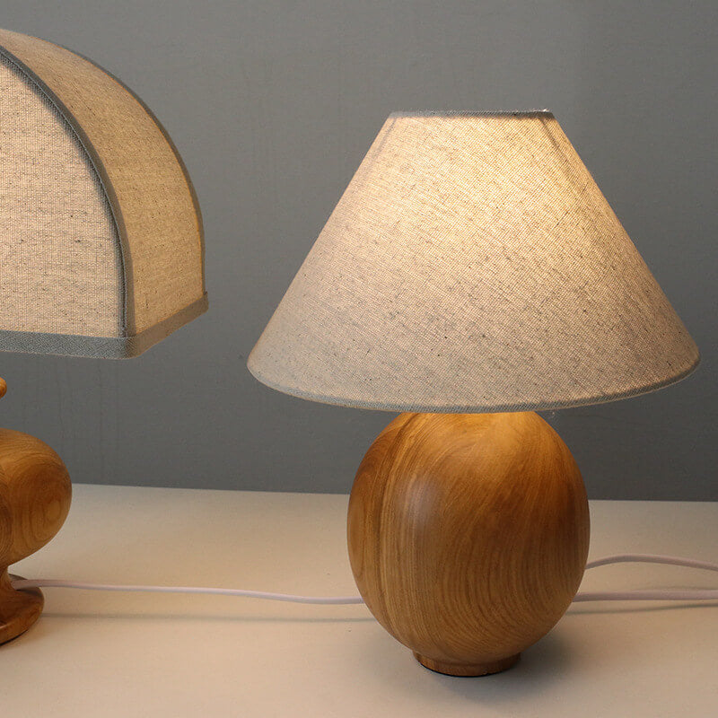 Vintage Solid Wood Table Lamp with Wabi-Sabi Design - Japanese Style, 1-Light