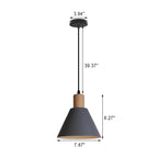 Nordic Vintage Iron Cone Pendant Light with Wooden Top - 1-Light Design
