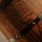 Rustic Round Wooden Wine Barrel Pendant Light - 1-Light Fixture for Dining Room