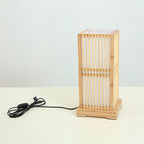Minimalist Japanese Wooden Square Column Table Lamp with Single Light