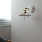 Classic Vintage Round Ceramic and Brass 1-Light Wall Sconce for Living Room