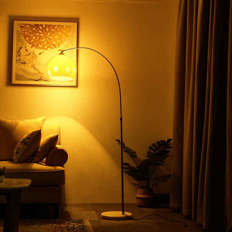 Contemporary Globe Acrylic Shade 1-Light Floor Lamp with Fishing Rod Design