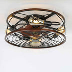 Nordic Industrial Wrought Iron 4-Light Flush Mount Ceiling Fan with Invisible Design