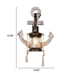 Rustic Industrial Wooden Wall Sconce Lamp with Vintage Boat Anchor Design - 1-Light