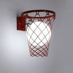 Contemporary Art Deco Kids' Iron and Glass Basketball Hoop Wall Sconce Lamp - 1-Light Design for Bedroom