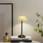 Modern Scandinavian Rechargeable Conic Pleated Table Lamp with 1 Light for Bedside