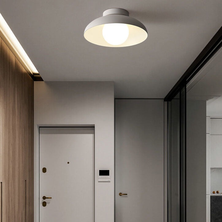 Japanese Wabi-Sabi Iron and Glass 1-Light Semi-Flush Mount Fixture