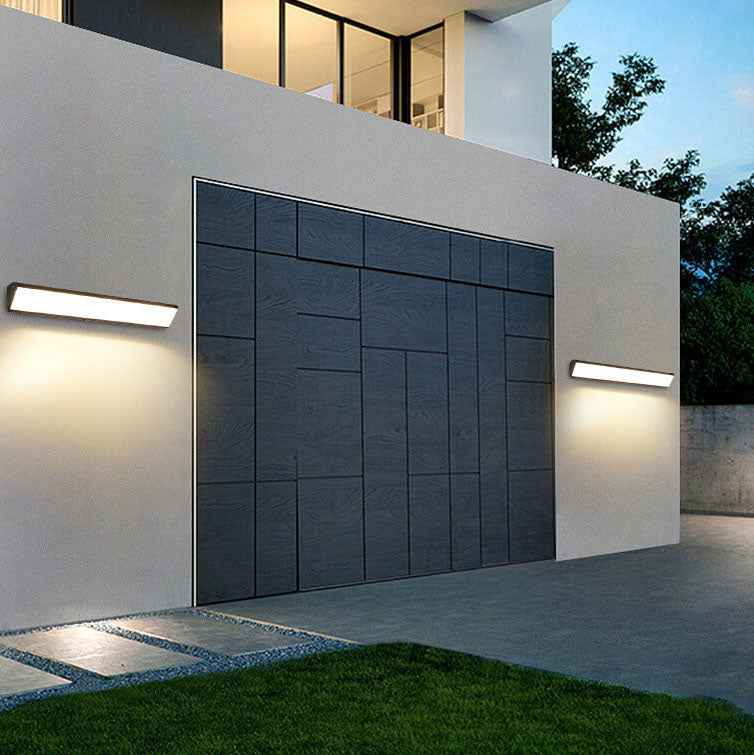 Contemporary Waterproof LED Wall Sconce Lamp for Outdoor Use - Long Bar Design in Aluminum and Acrylic