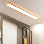 Walnut LED Flush Mount Ceiling Light in Japanese Minimalist Log Design