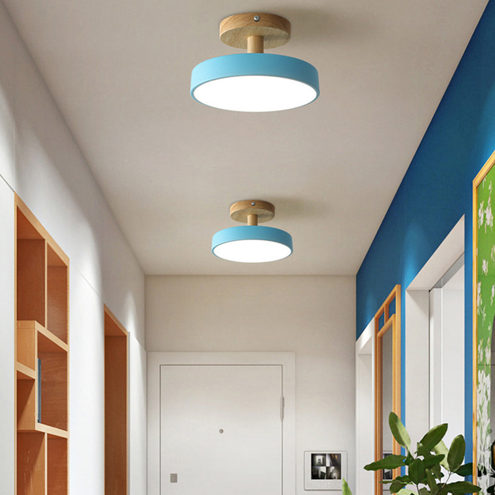 Bela LED Plafondlamp | Hout, Compact Ontwerp 18cm