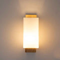 Contemporary Minimalist Solid Wood Square Glass Column Wall Sconce Lamp with 1 Light