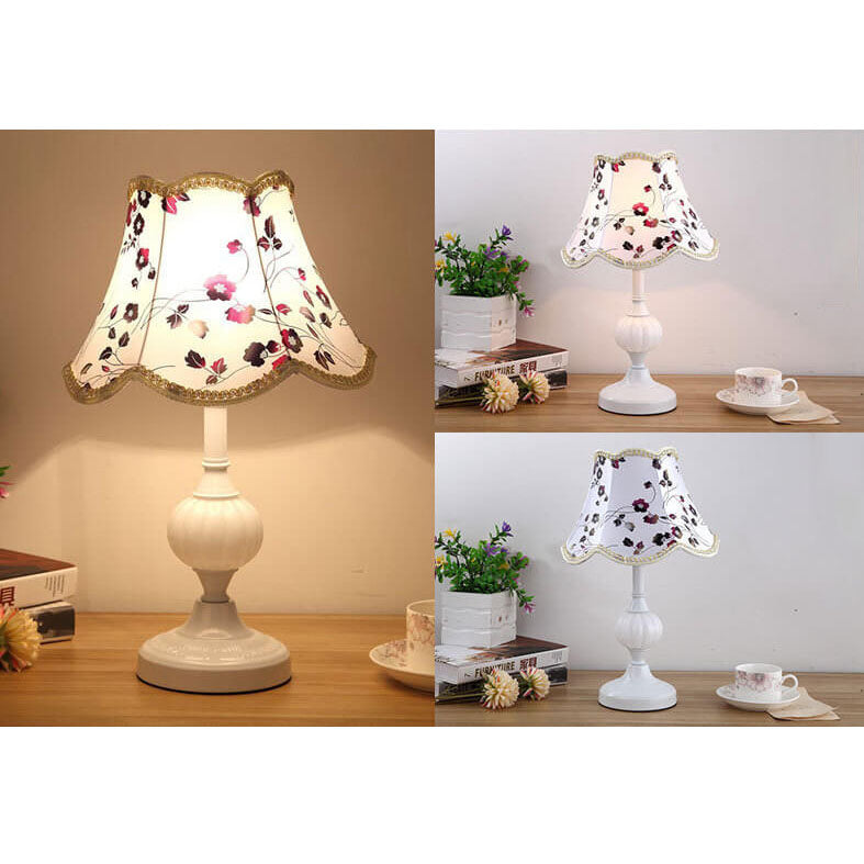 Vintage Nordic Floral Glass Table Lamp with Single Light