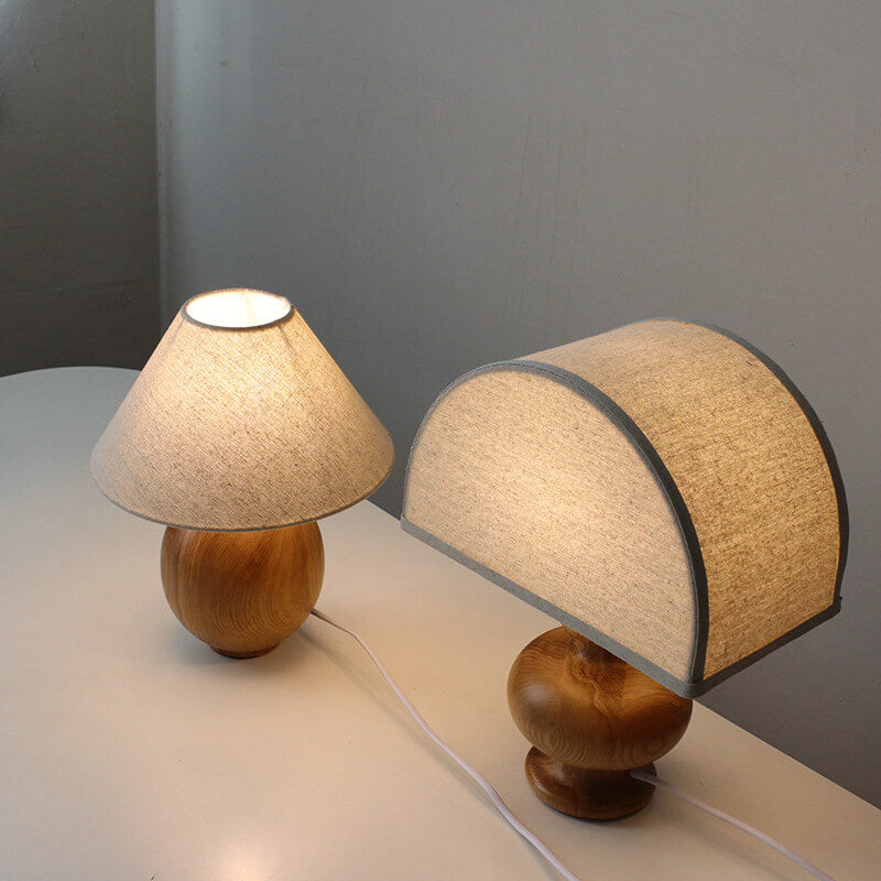 Vintage Solid Wood Table Lamp with Wabi-Sabi Design - Japanese Style, 1-Light