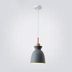 Modern Nordic Oak and Iron Bell Cone 1-Light Pendant Lamp for Living Room