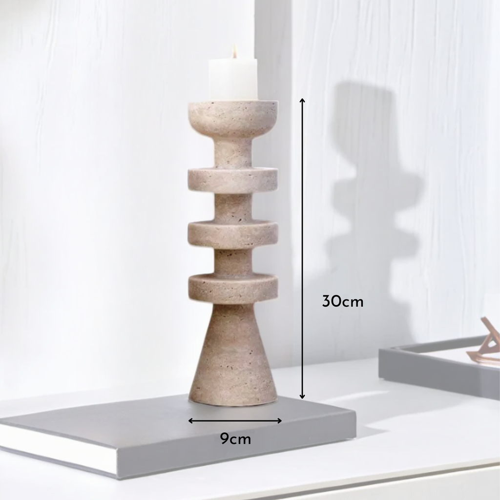 Alfil Candelabrum | Elegant Travertine Candle Holder