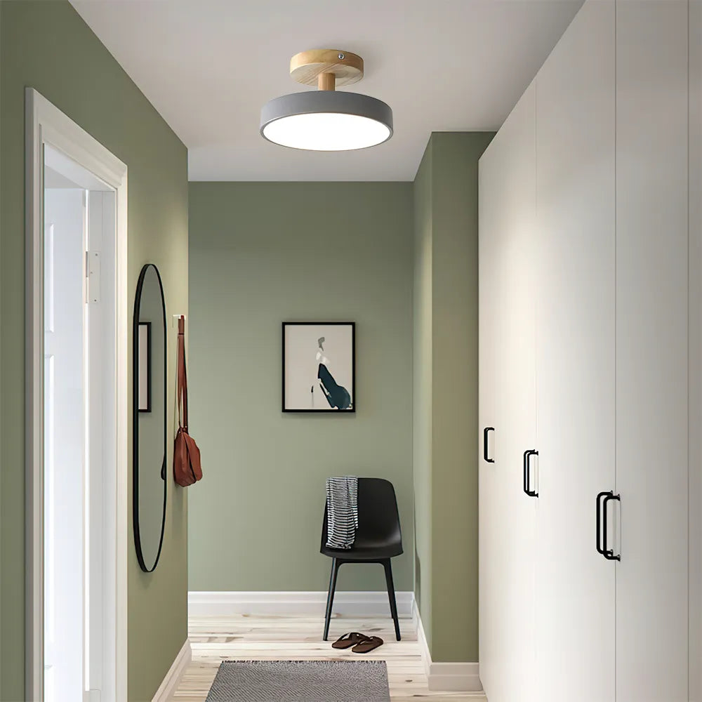 Bela LED Plafondlamp | Hout, Compact Ontwerp 18cm