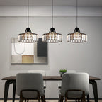 Belo Crystal Pendant Light | Adjustable Height, Matte Black Frame