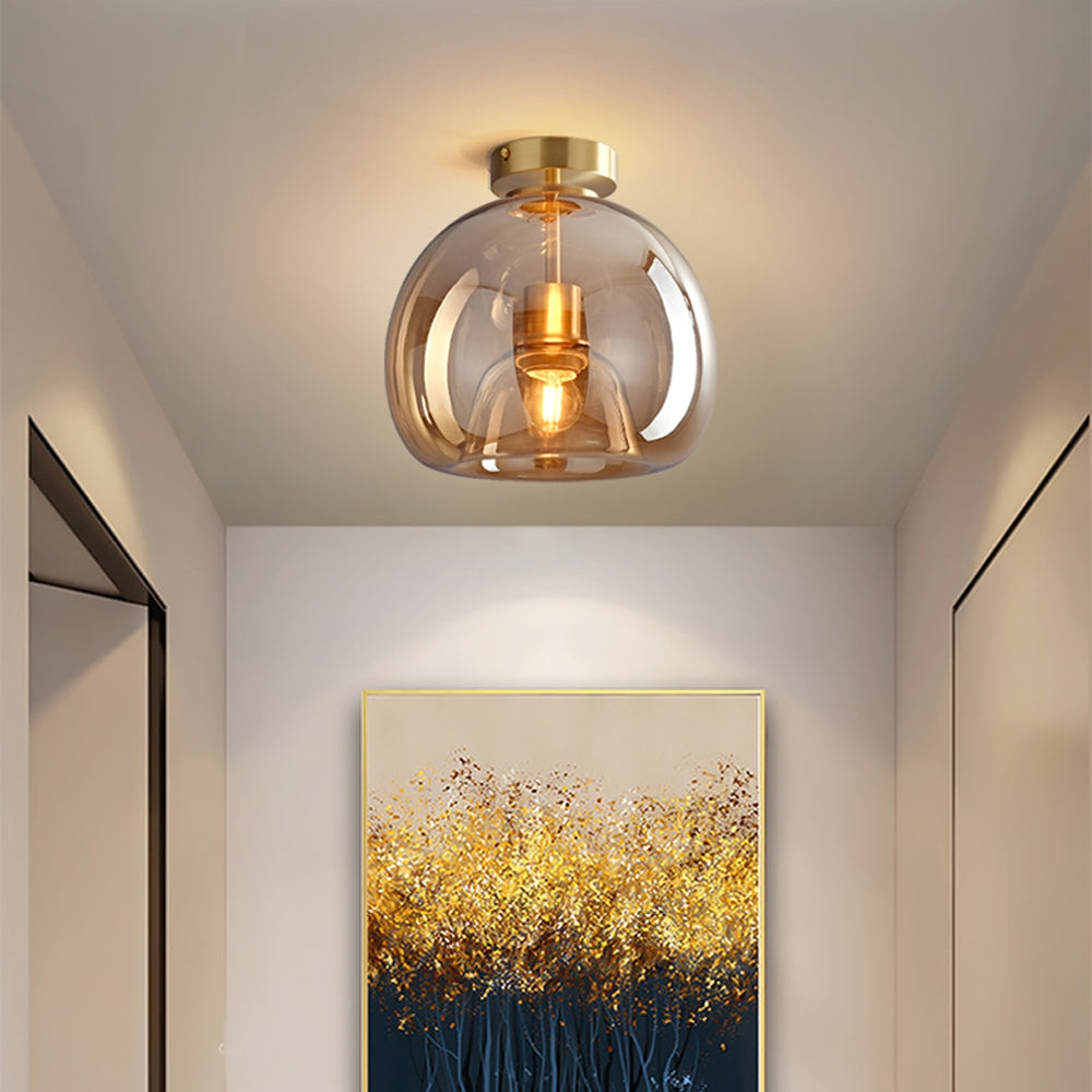 Bela Ceiling Light | Vintage Amber Bubble Glass Shade