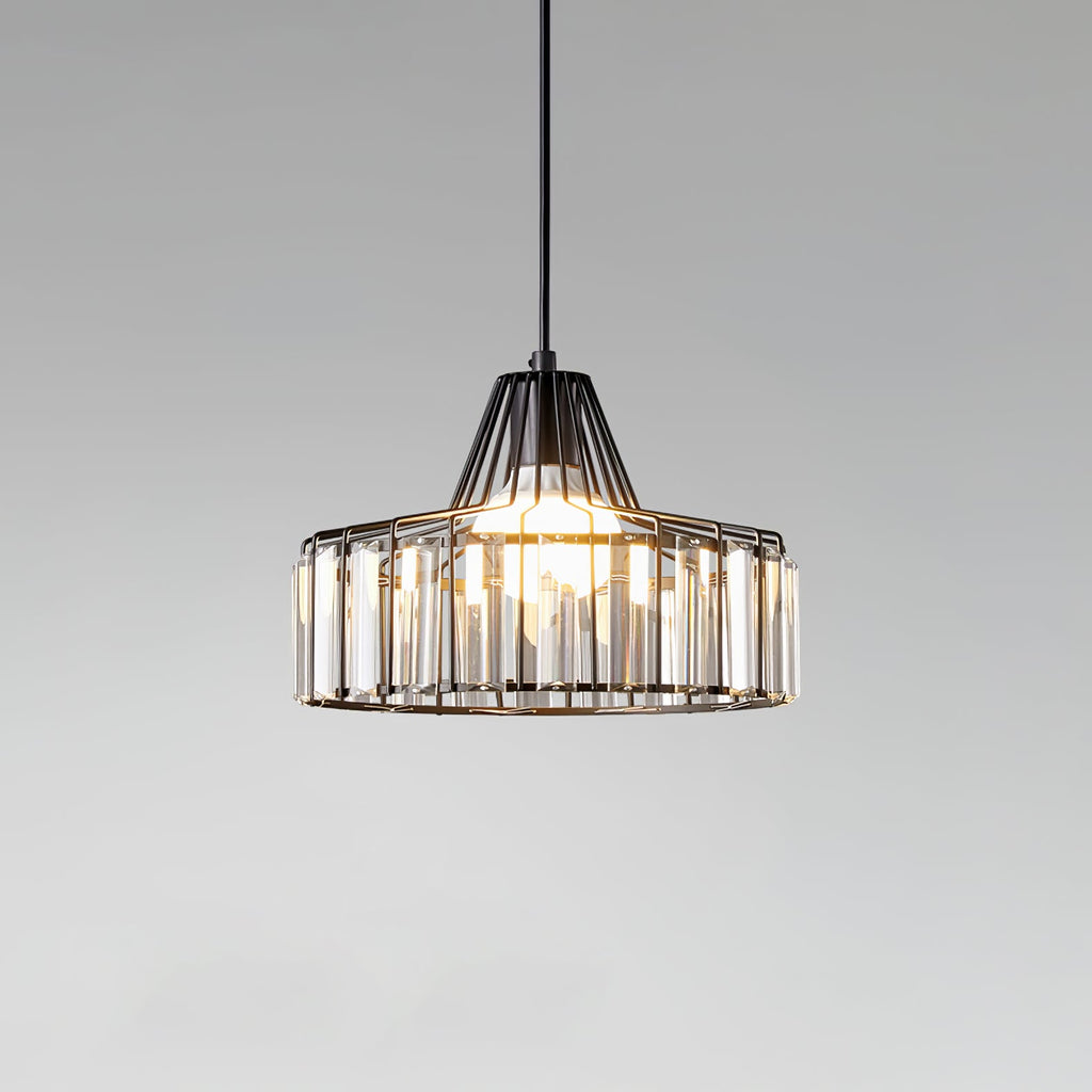 Belo Crystal Pendant Light | Adjustable Height, Matte Black Frame