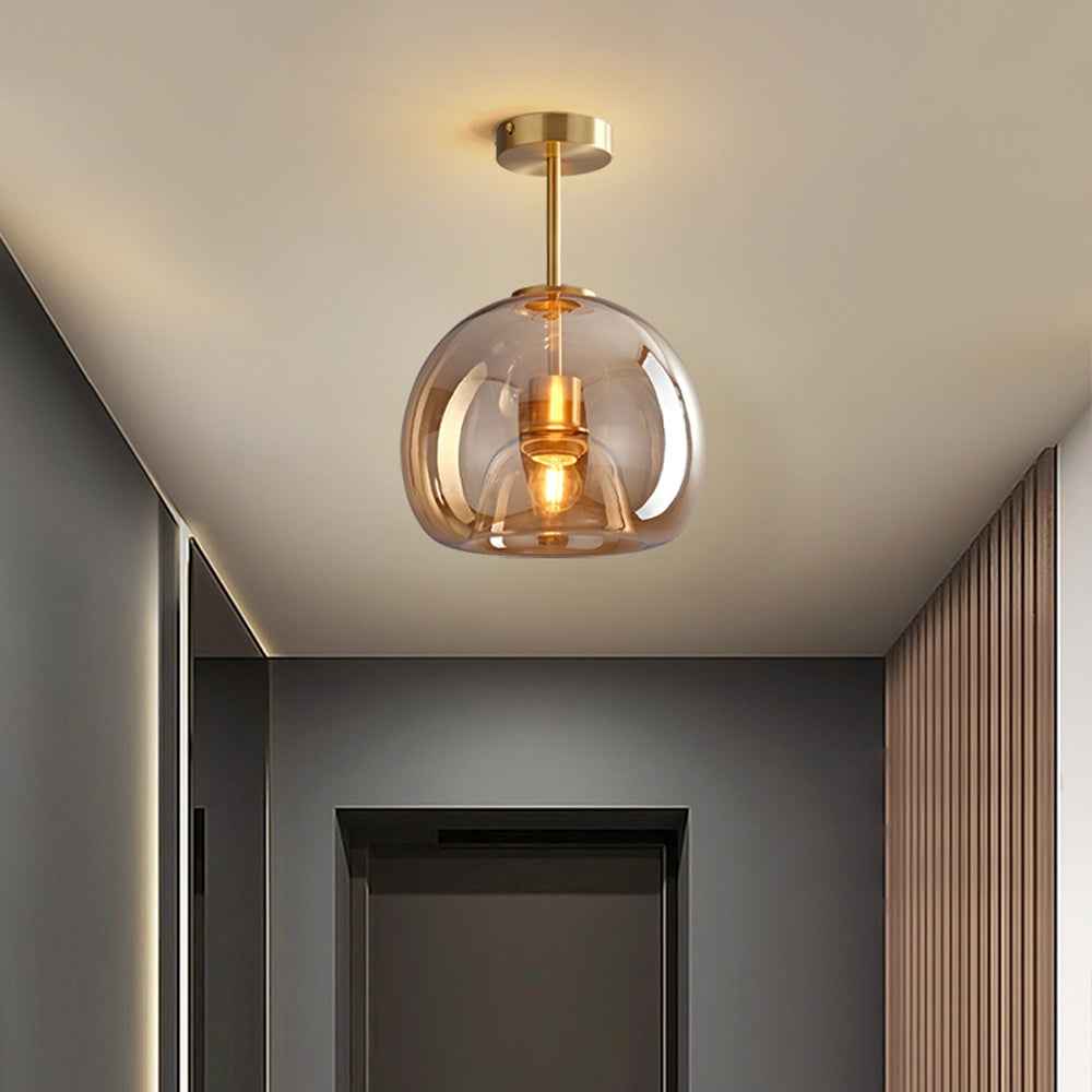 Bela Ceiling Light | Vintage Amber Bubble Glass Shade