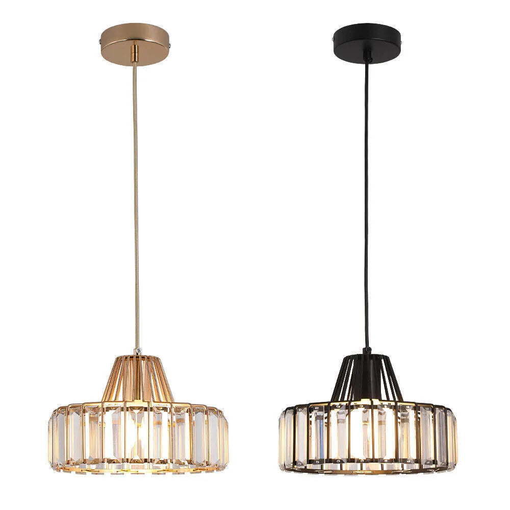 Belo Crystal Pendant Light | Adjustable Height, Matte Black Frame