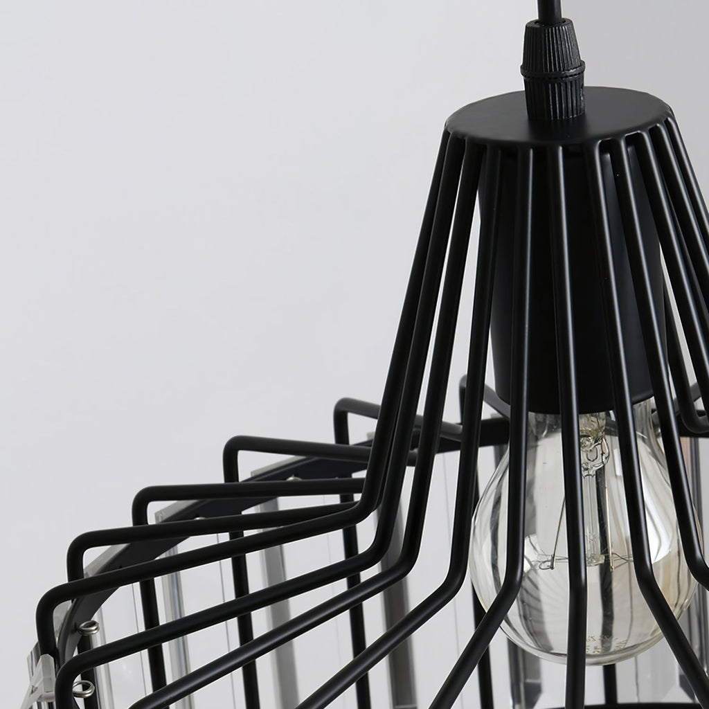 Belo Crystal Pendant Light | Adjustable Height, Matte Black Frame