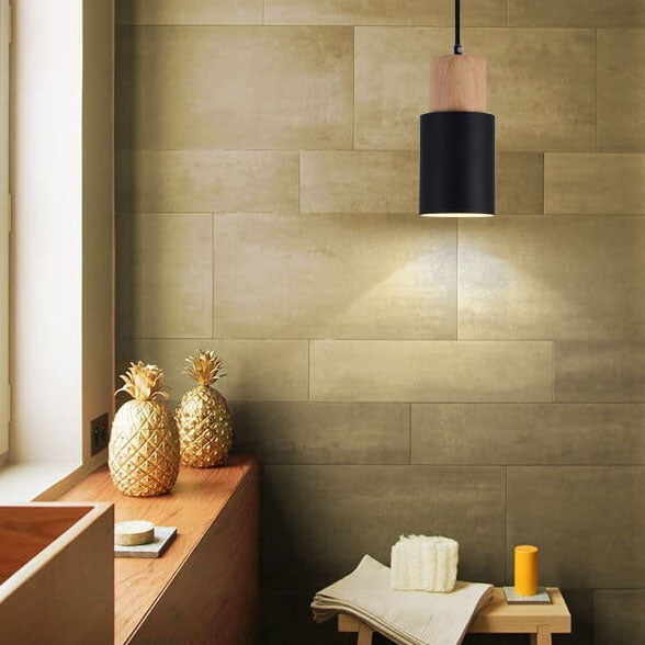 Nordic Macaron Cylinder Aluminum LED Pendant Light - 1-Light Design