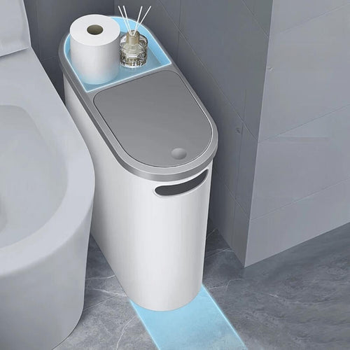 Bathroom Trash Can, 10L Capacity, Quiet Close Lid, Slim Design