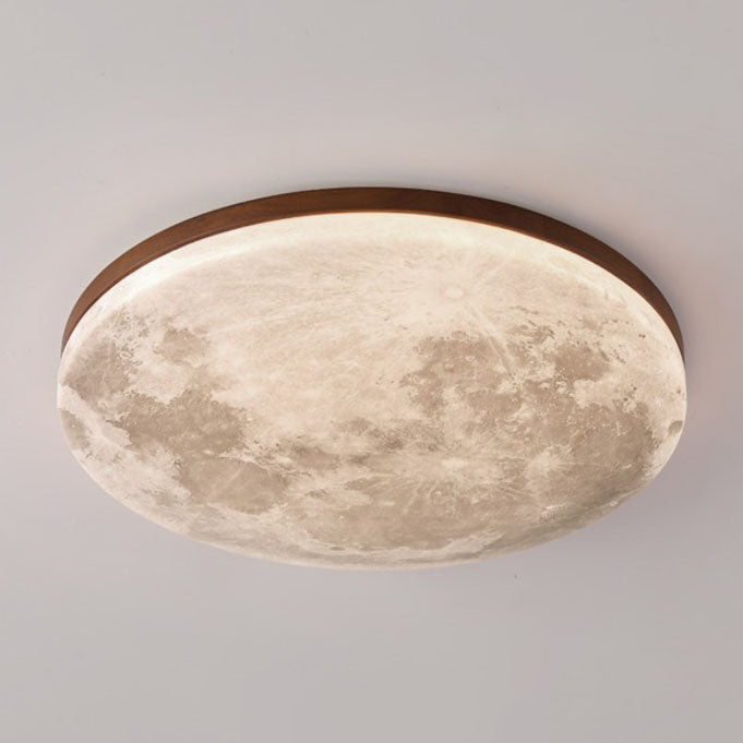 Nordic Minimalist Round Moon LED Flush Mount Ceiling Light in PVC