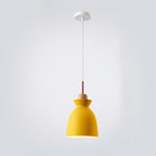 Modern Nordic Oak and Iron Bell Cone 1-Light Pendant Lamp for Living Room