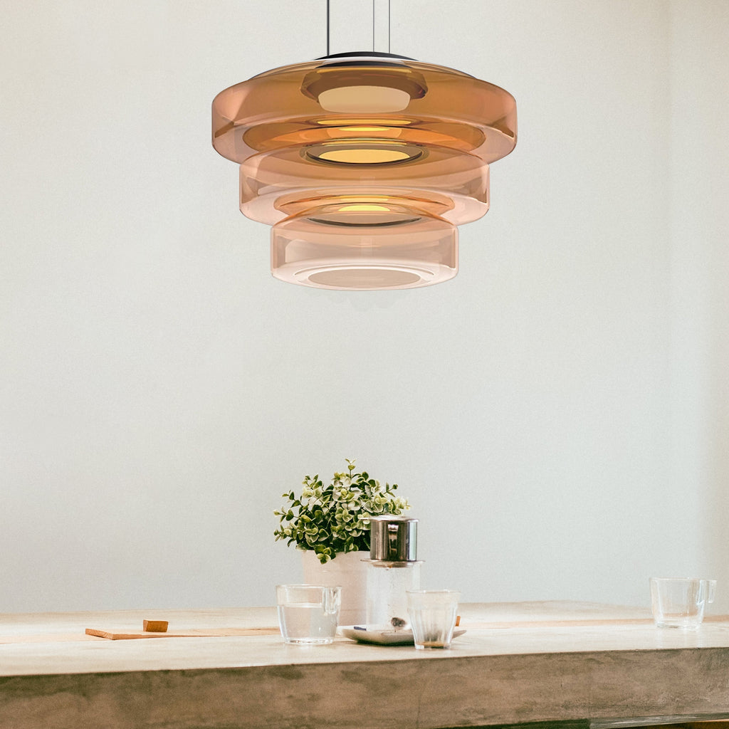 Bela Pendant Light | Layered Glass Design, Warm LED Illumination
