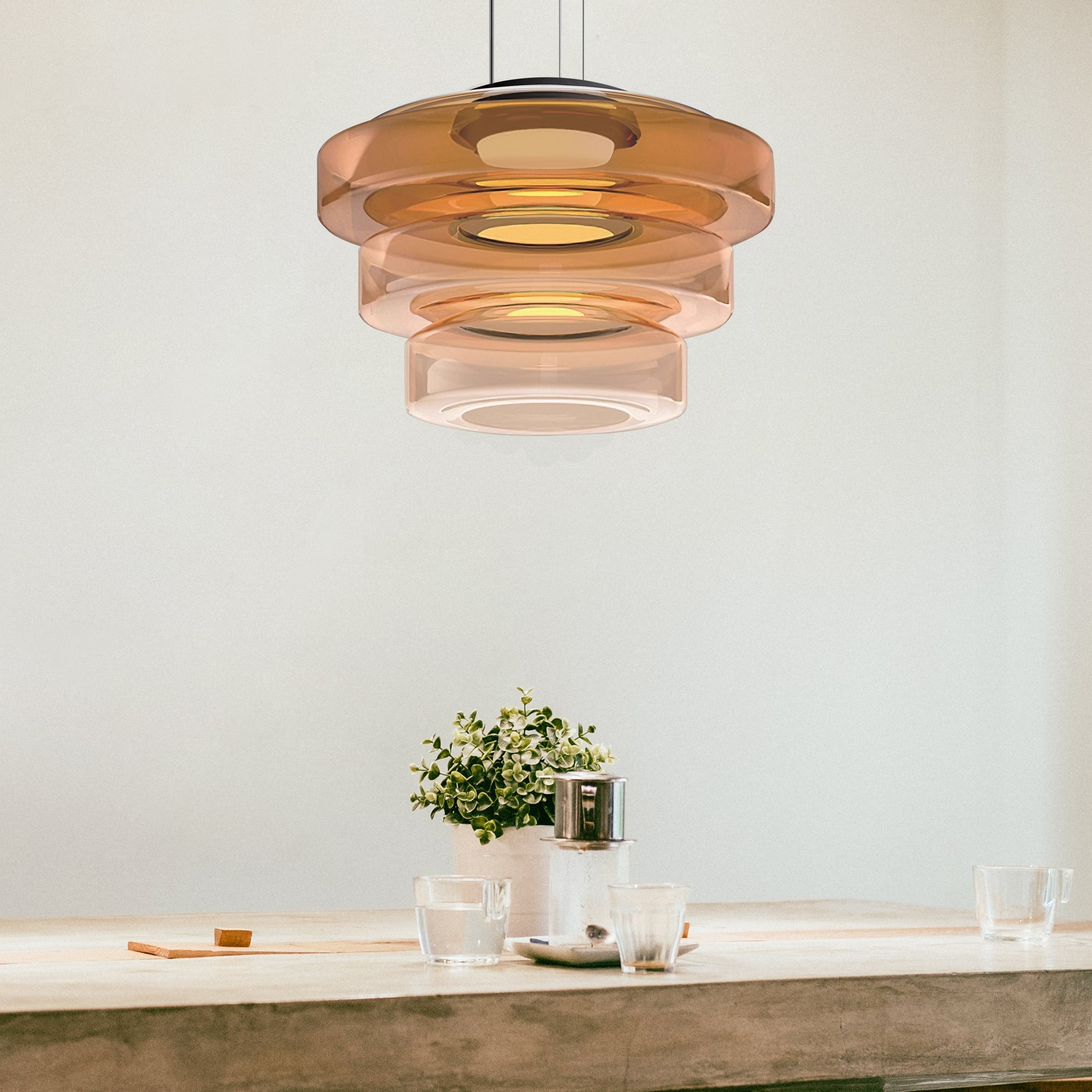 Bela Pendant Light | Layered Glass Design, Warm LED Illumination