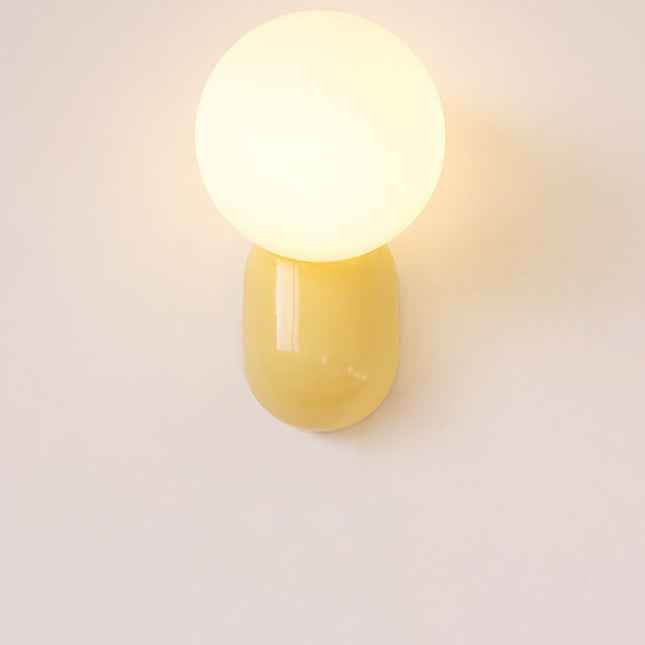 Macaron-Inspired Cream Resin Glass Ball 1-Light Wall Sconce
