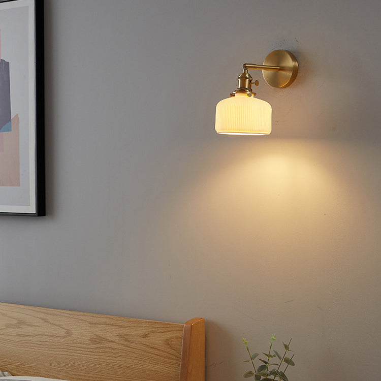 Contemporary Minimalist Striped Ceramic Wall Sconce Lamp with 1 Light