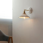 Classic Vintage Round Ceramic and Brass 1-Light Wall Sconce for Living Room