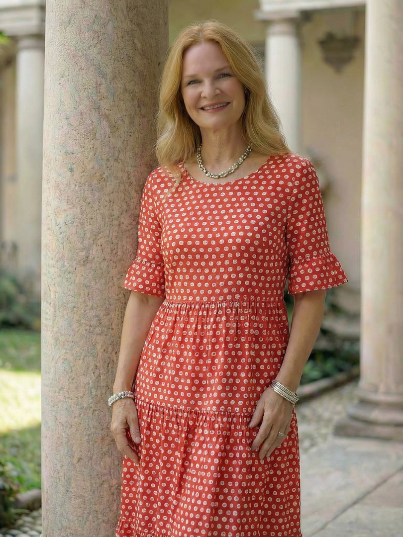 Effortless Midi Dress for Women Polka Dot Tiered